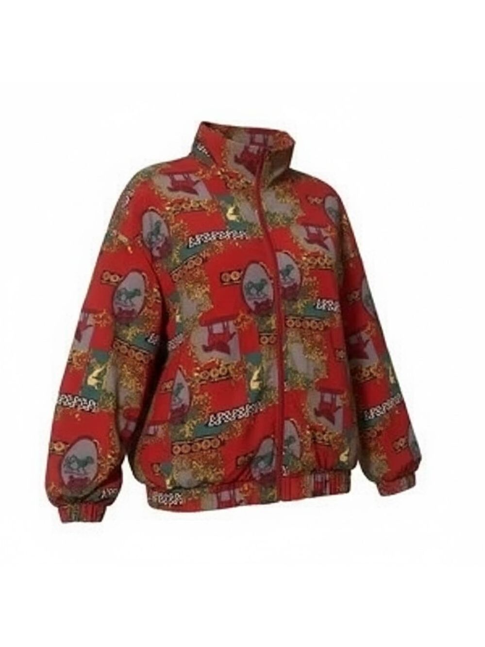 Vintage 90s ADOLFO Streetwear Women's X-Large Silk Full Zip Windbreaker Jacket‎